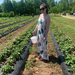 White floral tropical maxi dress
